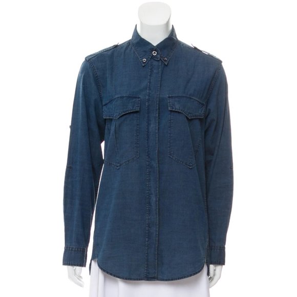 Etoile Isabel Marant Collar Long Sleeve Button-Up Top - Picture 1 of 4